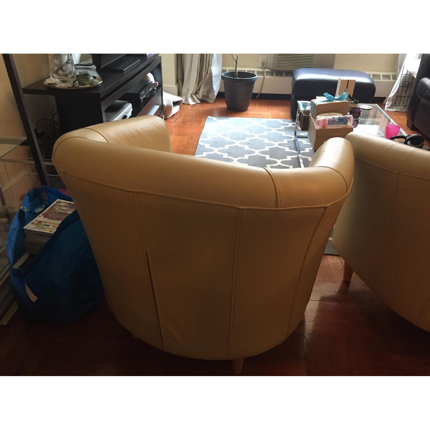 Ikea White Leather Club Chairs - Pair - image-4
