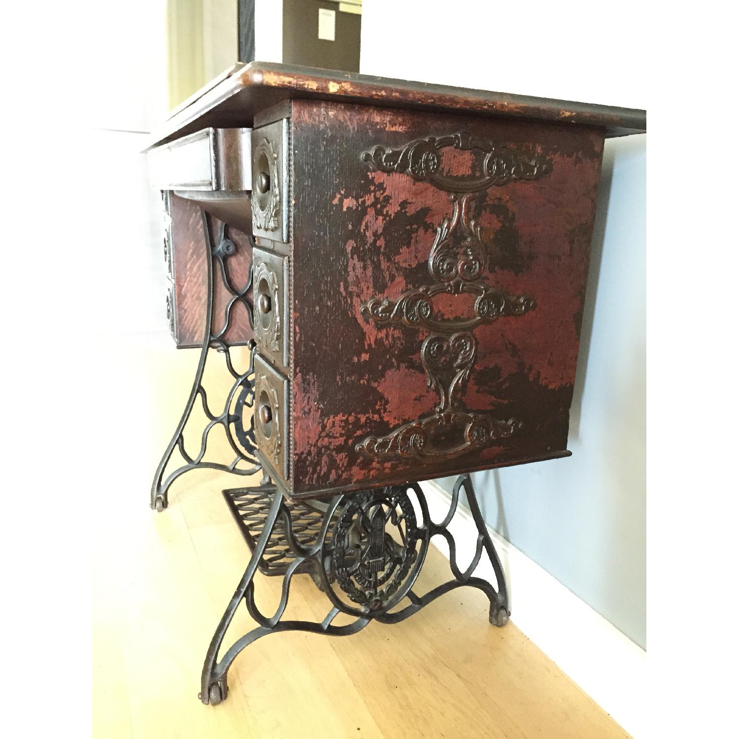 1910 Antique Singer Sewing Machine Table - image-2