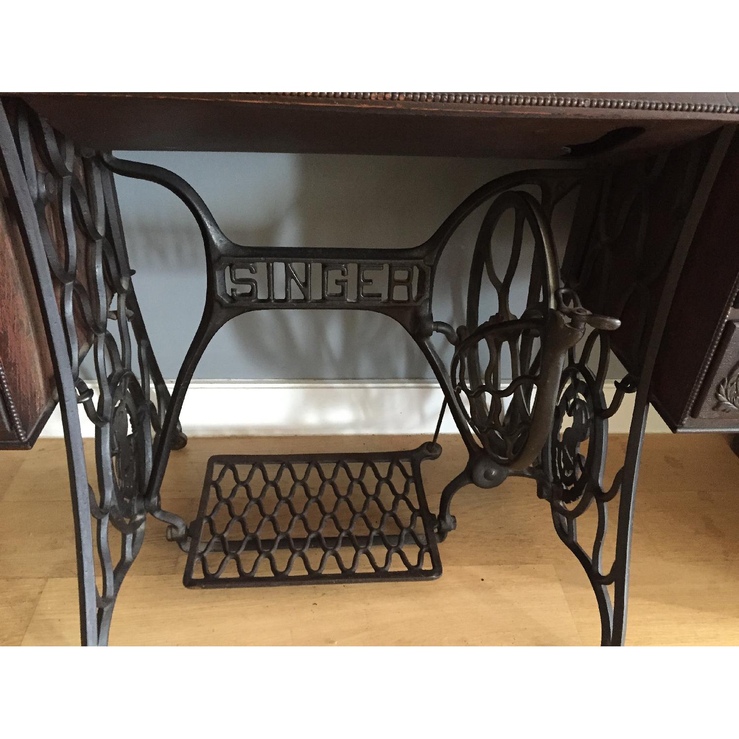 1910 Antique Singer Sewing Machine Table - image-7
