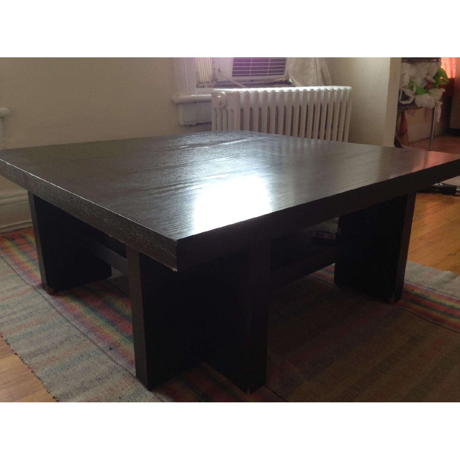 Solid Dark Wood Square Coffee Table - image-1