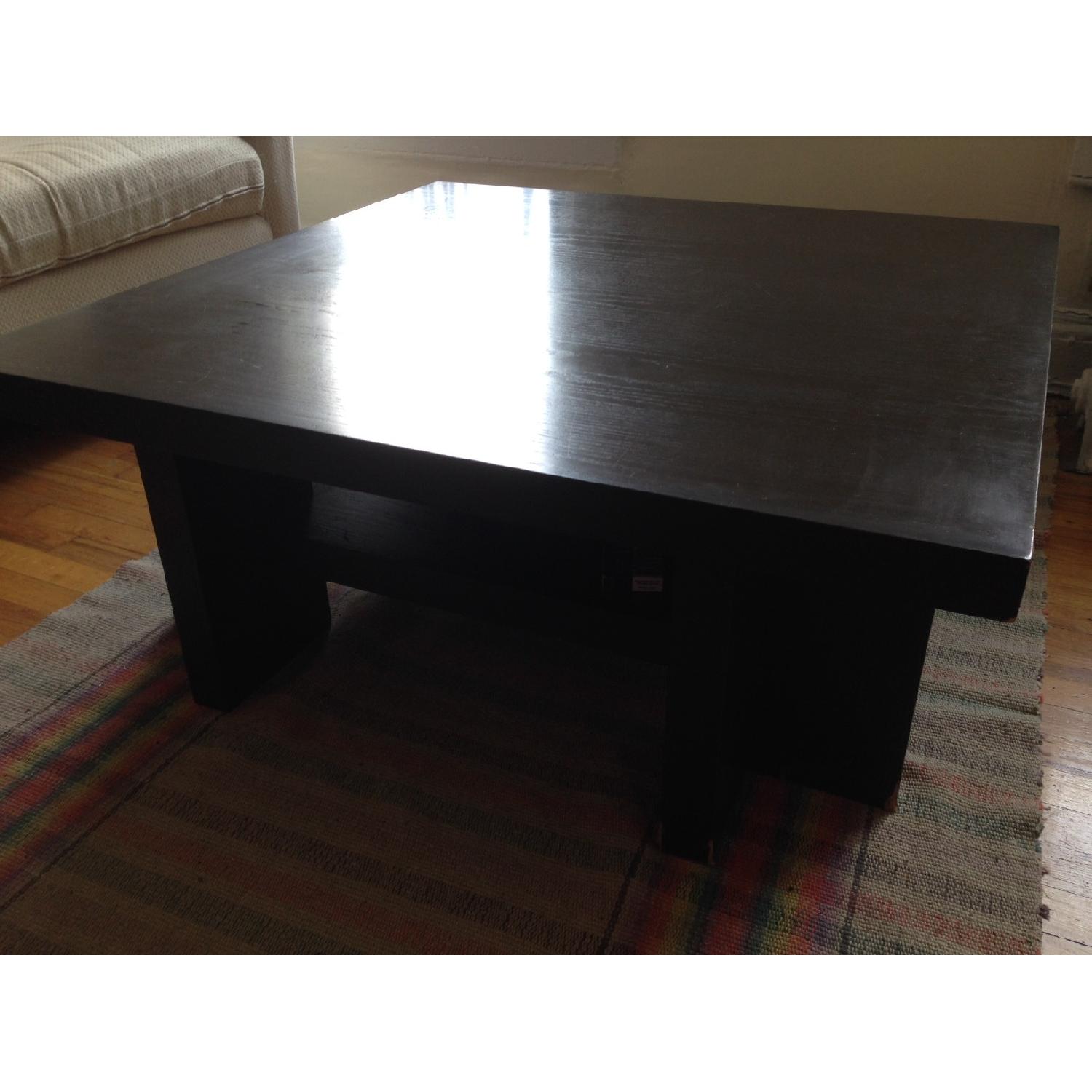 Solid Dark Wood Square Coffee Table - image-2