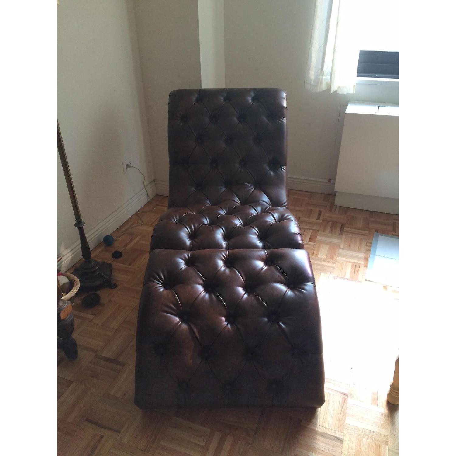 Tribecca Home Bellagio Classic Tufted Chaise Lounge with Ottoman - image-1