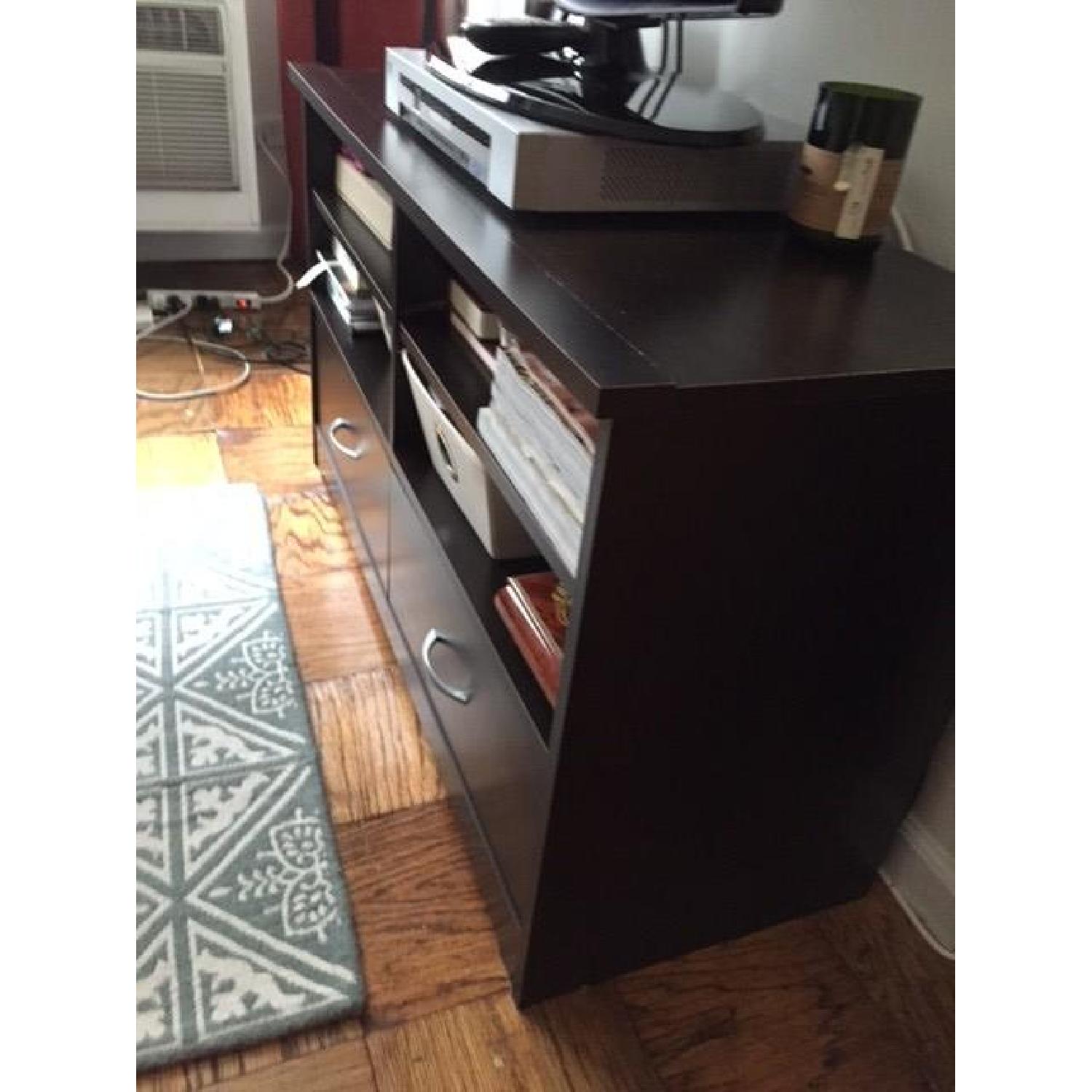 Ikea Dark Wood TV Stand AptDeco