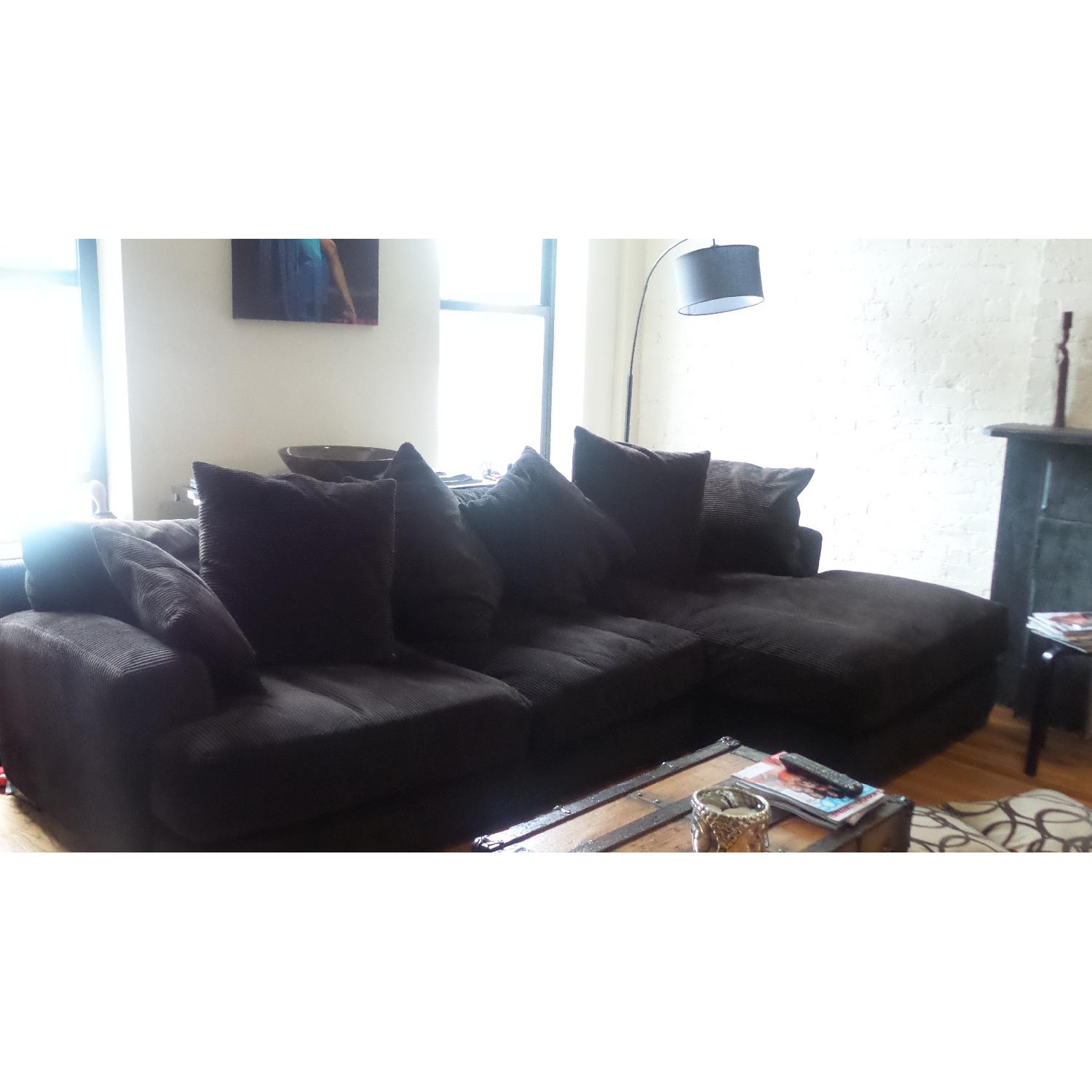 Z Gallerie Chocolate Brown Sectional Sofa - image-1
