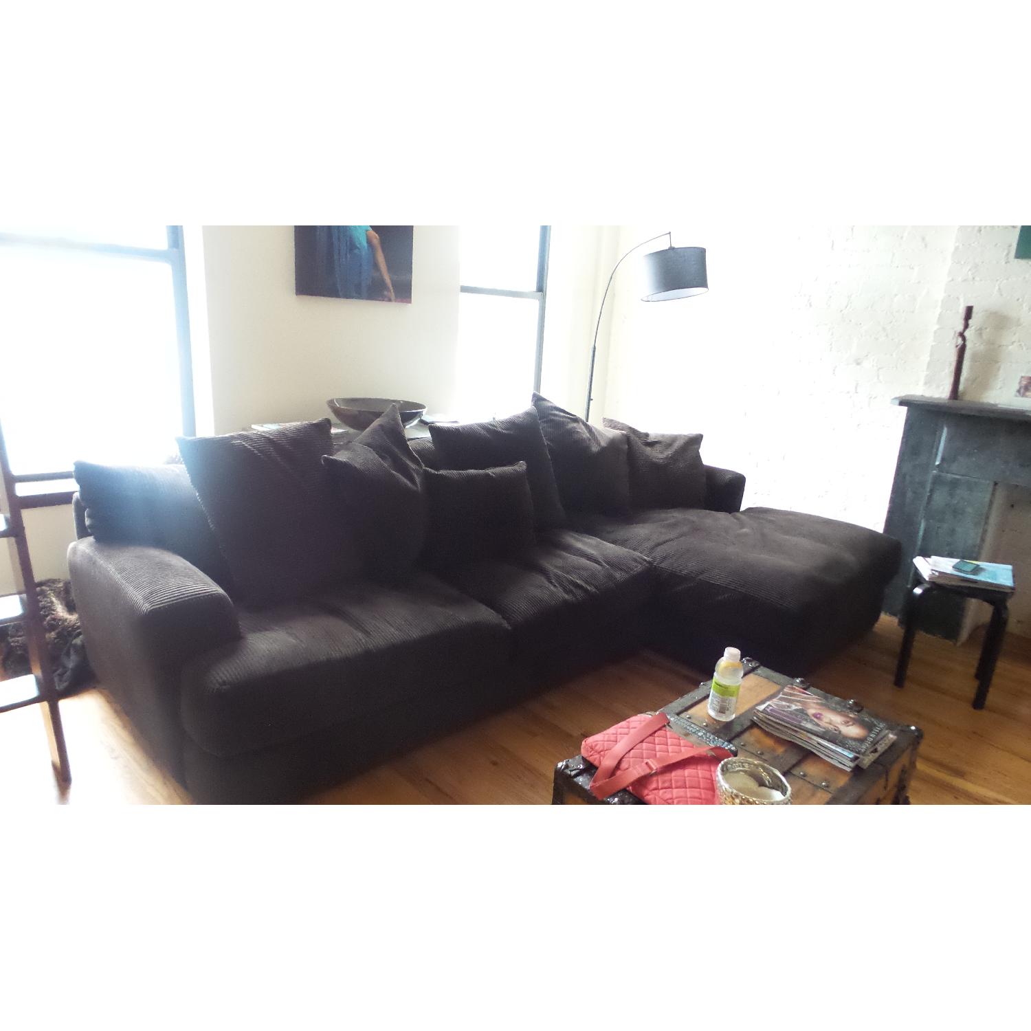 Z Gallerie Chocolate Brown Sectional Sofa - image-3