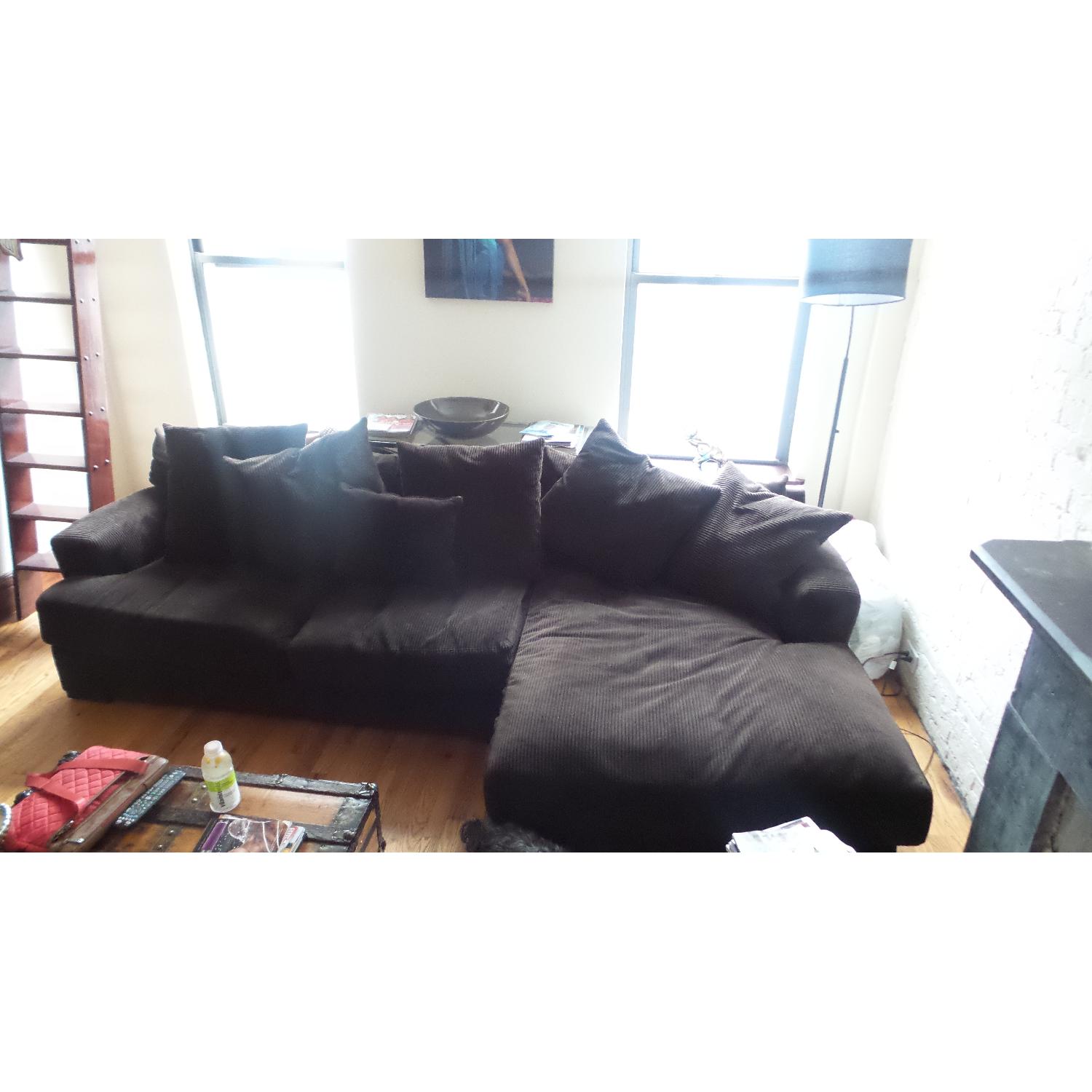 Z Gallerie Chocolate Brown Sectional Sofa - image-6
