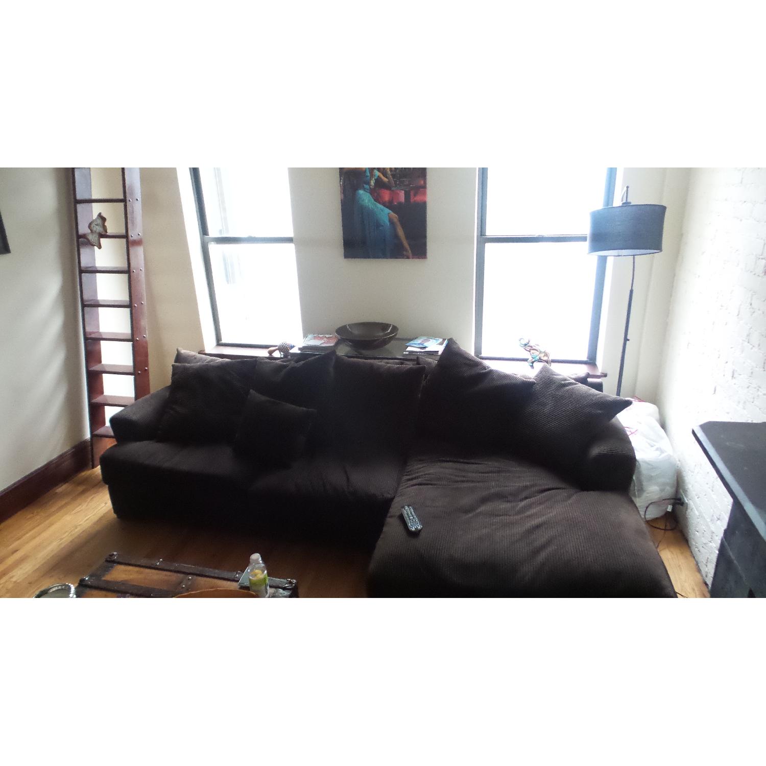 Z Gallerie Chocolate Brown Sectional Sofa - image-7