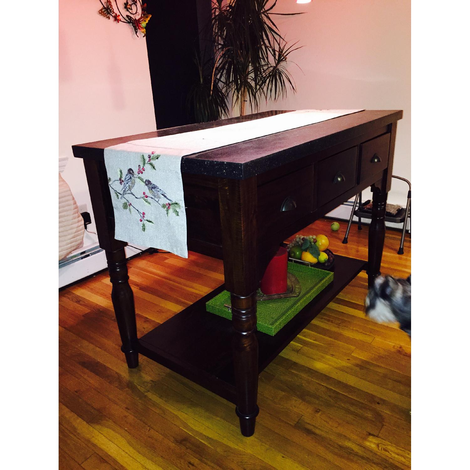 Crate & Barrel Stone Top Table - image-1