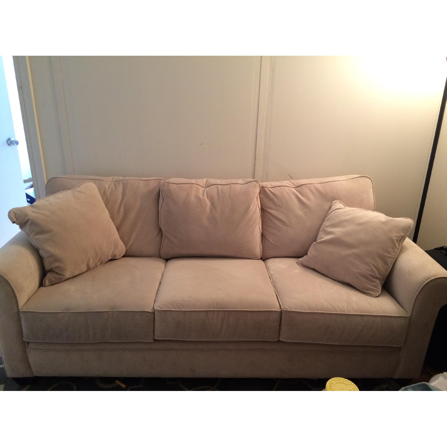 Beige Suede Sofa - image-1