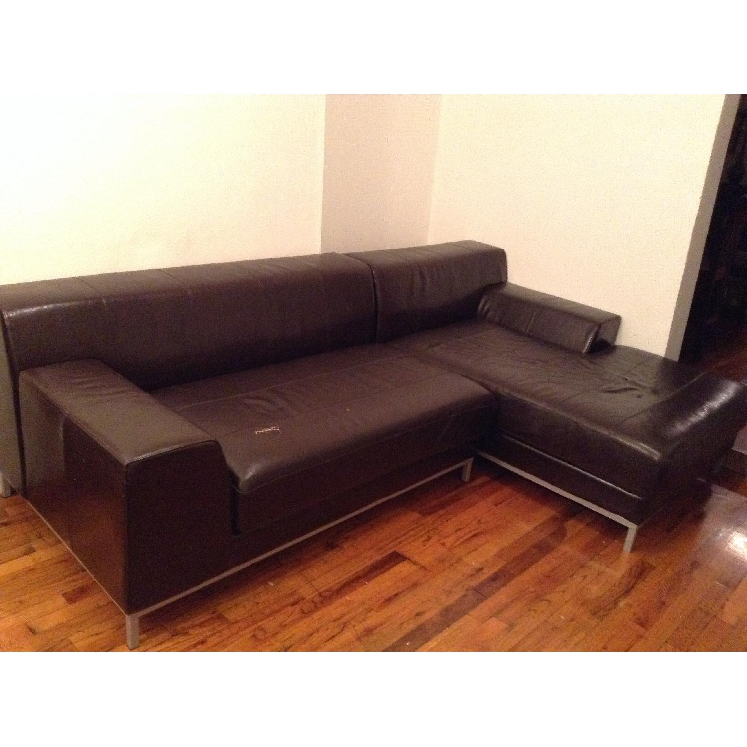 Ikea Kivik BlackBrown Leather Corner Sectional Sofa AptDeco