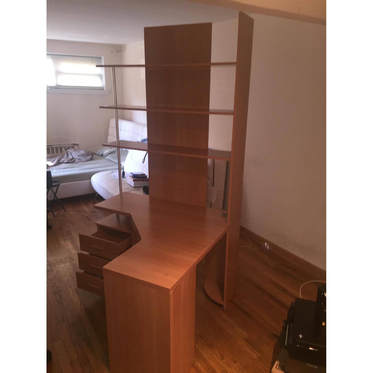 Computer Desk with Attached 3 Level Shelves - image-2