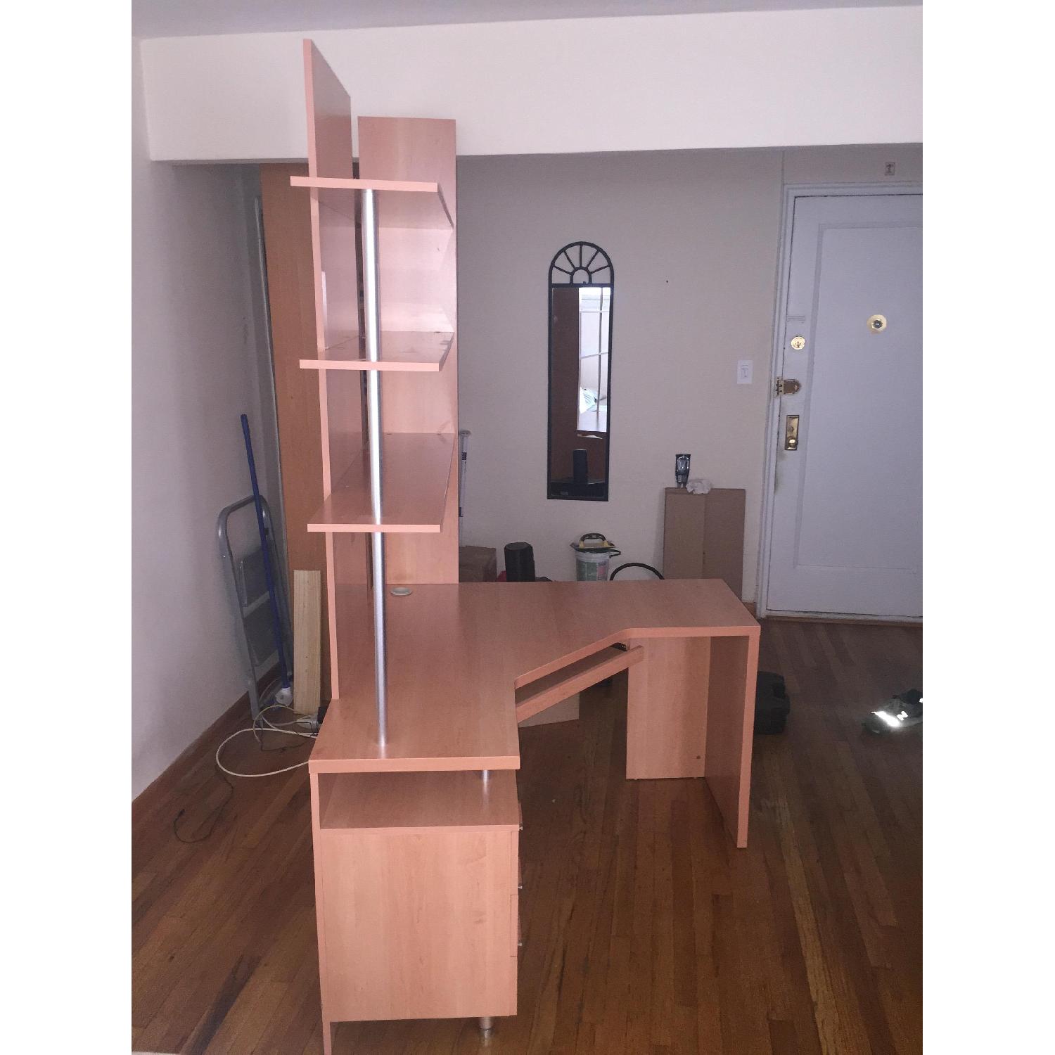 Computer Desk with Attached 3 Level Shelves - image-3