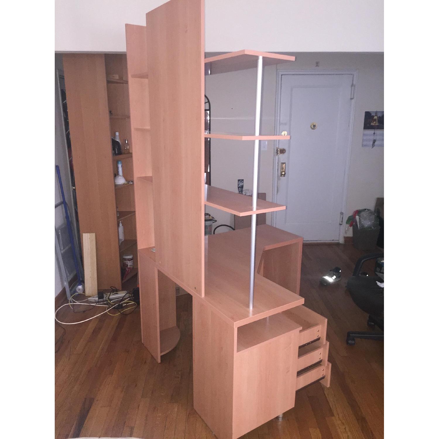 Computer Desk with Attached 3 Level Shelves - image-4