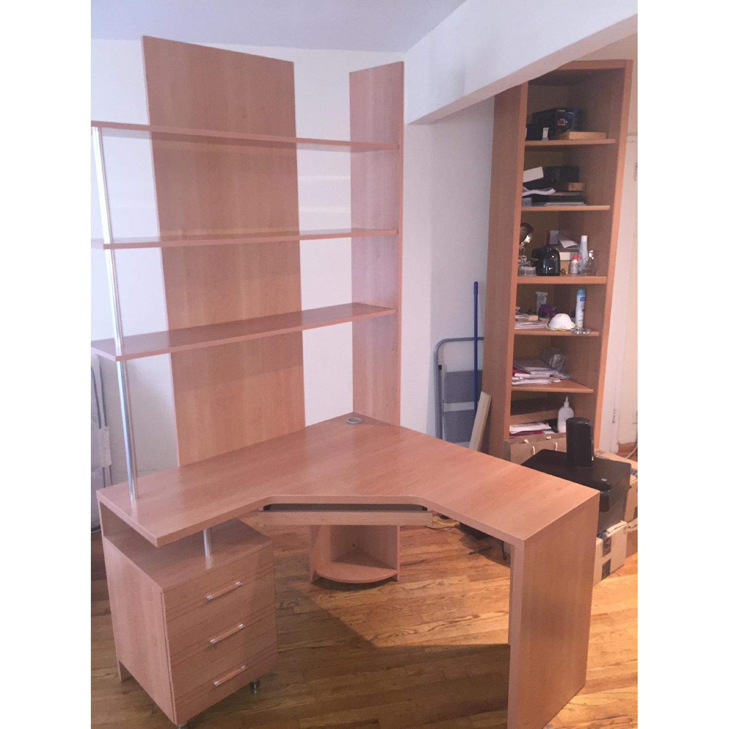 Computer Desk with Attached 3 Level Shelves - image-5