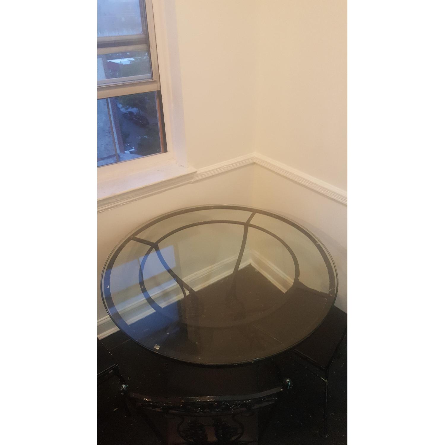 Vintage Cast Iron Glass Top Table w/ 4 Chairs - image-2