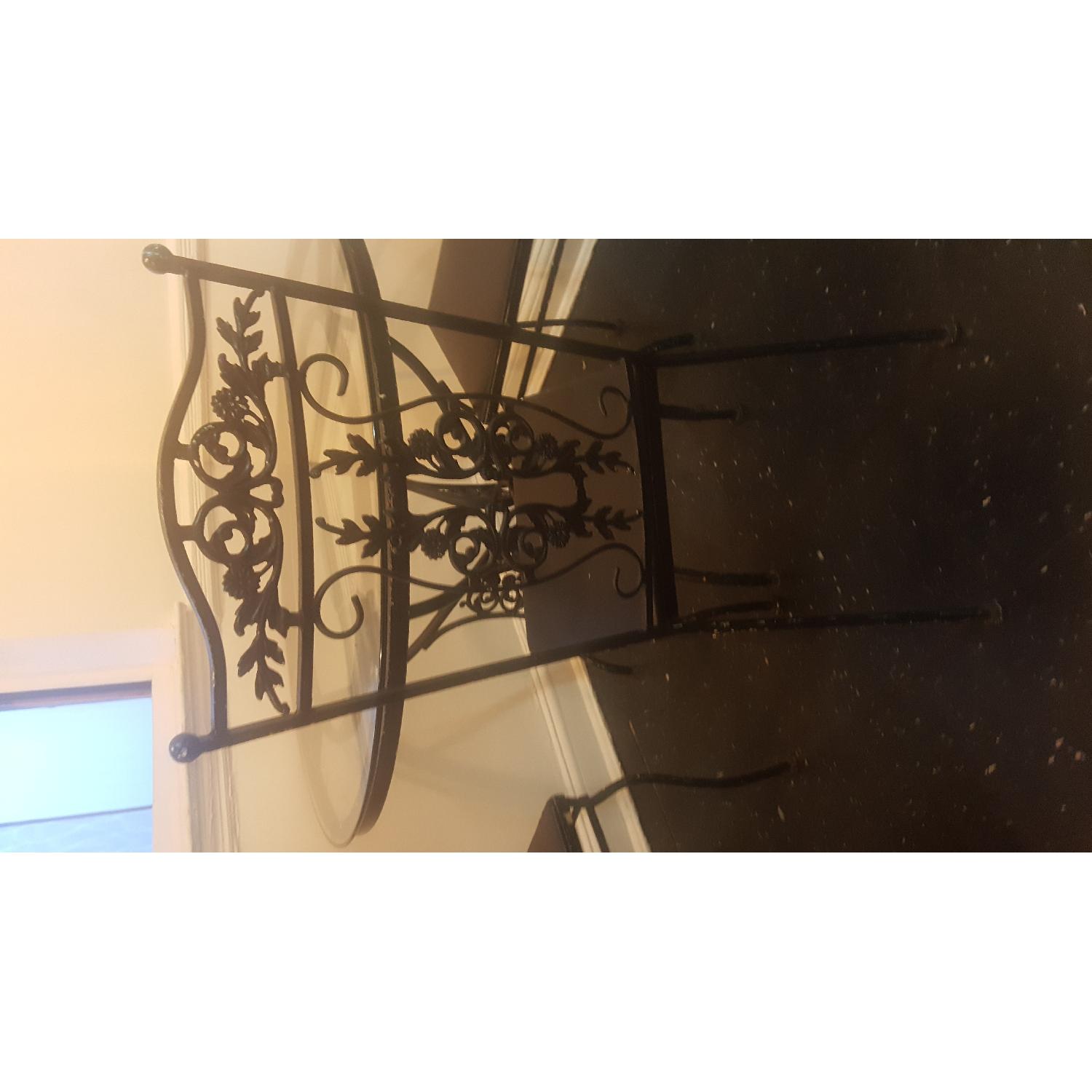 Vintage Cast Iron Glass Top Table w/ 4 Chairs - image-3