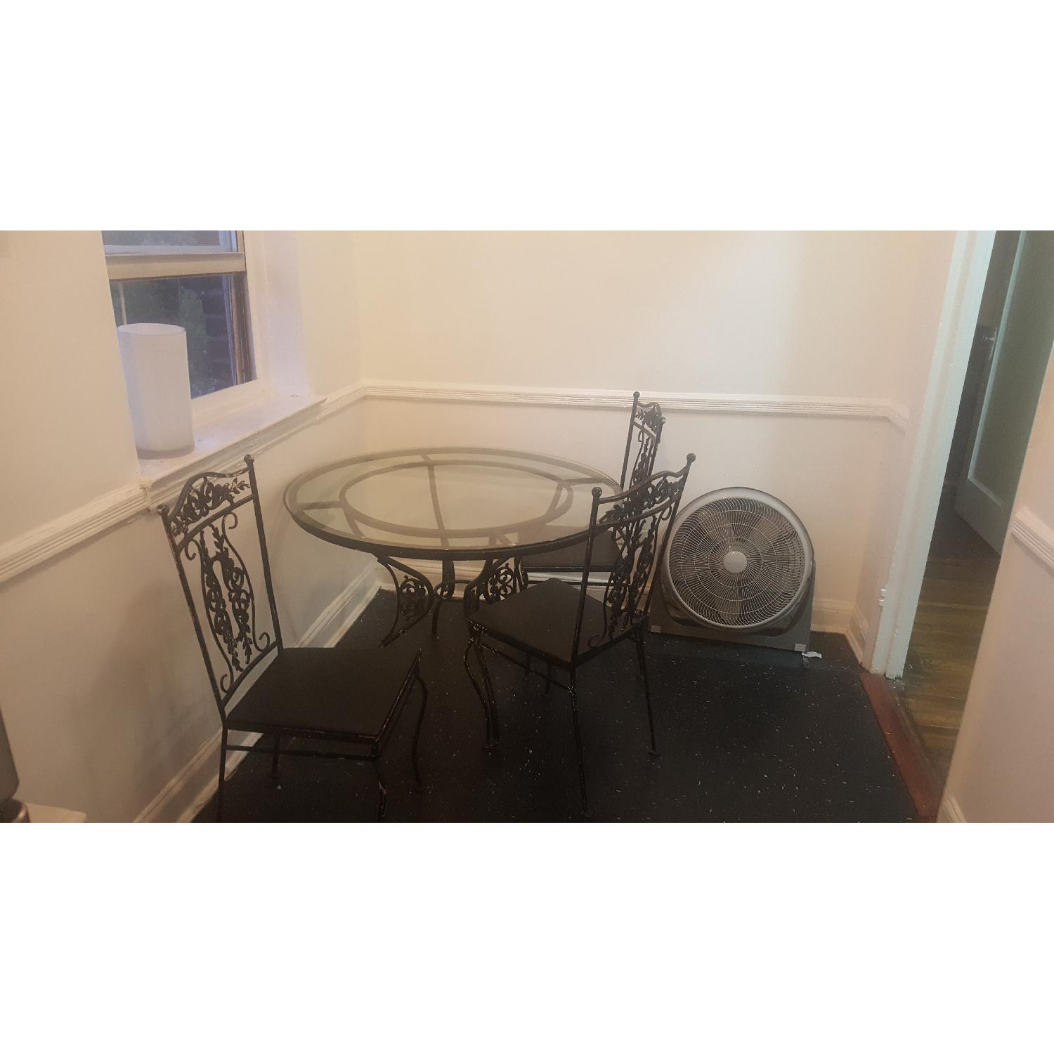 Vintage Cast Iron Glass Top Table w/ 4 Chairs - image-4