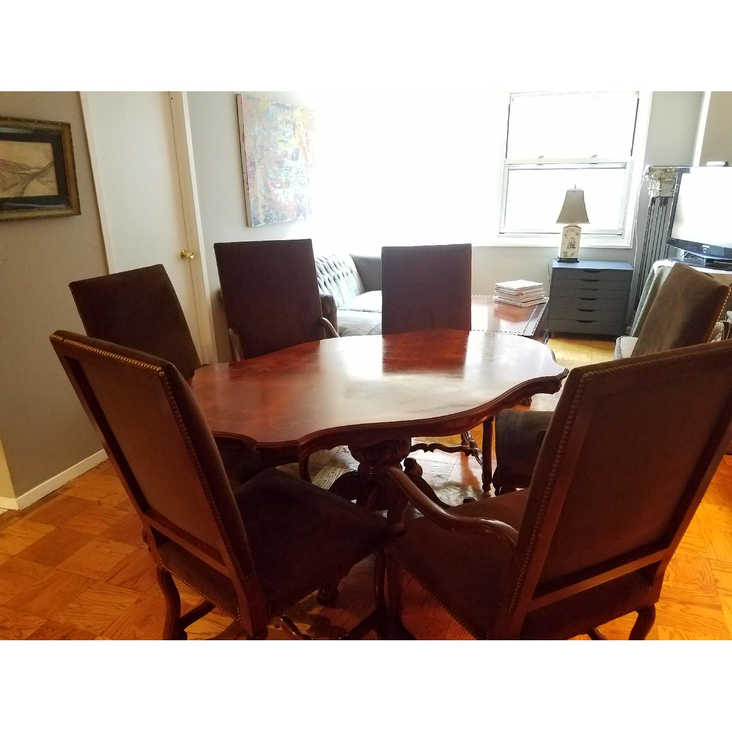 Antique Dining Table w/ 6 Chairs - image-1
