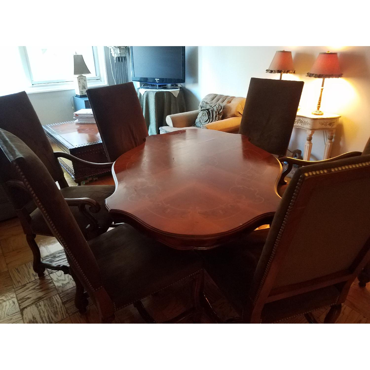 Antique Dining Table w/ 6 Chairs - image-3