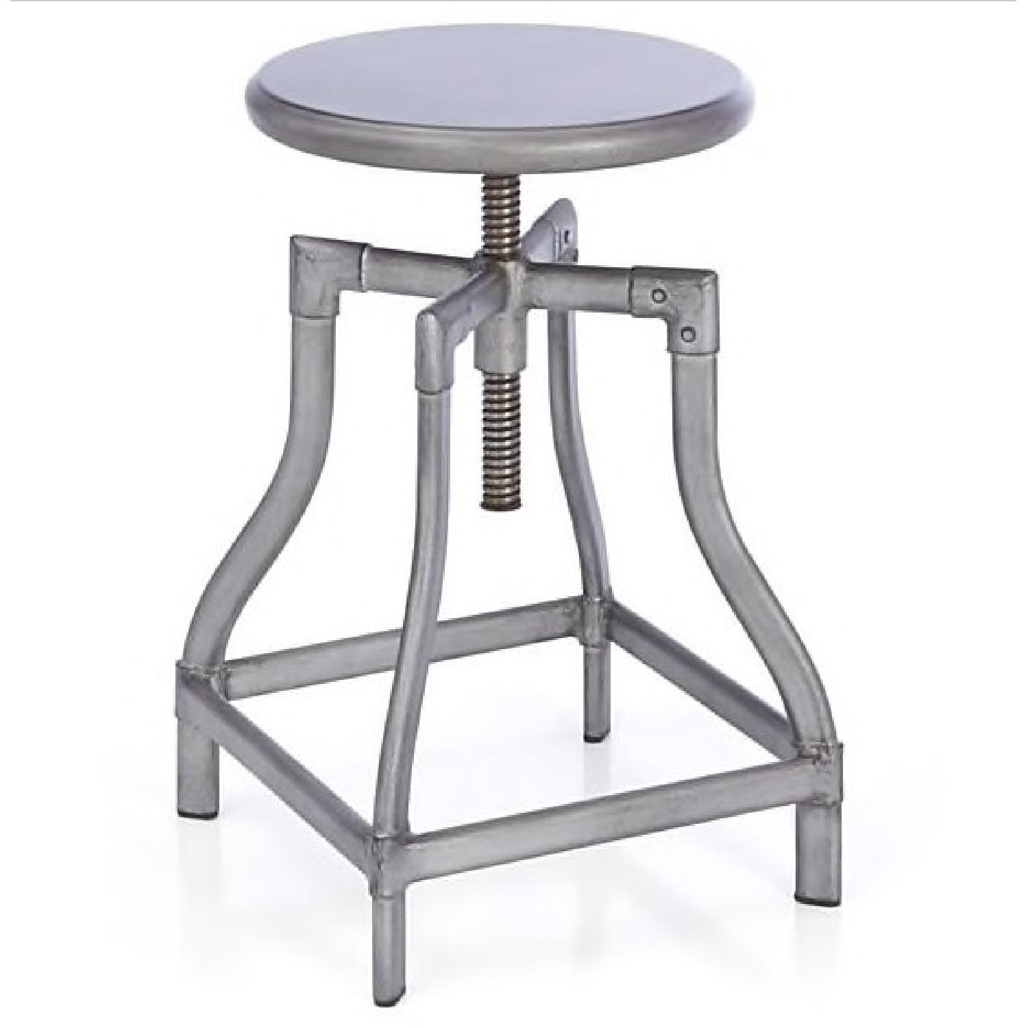 Crate & Barrel Turner Gunmetal Adjustable Backless Bar Stool - image-0