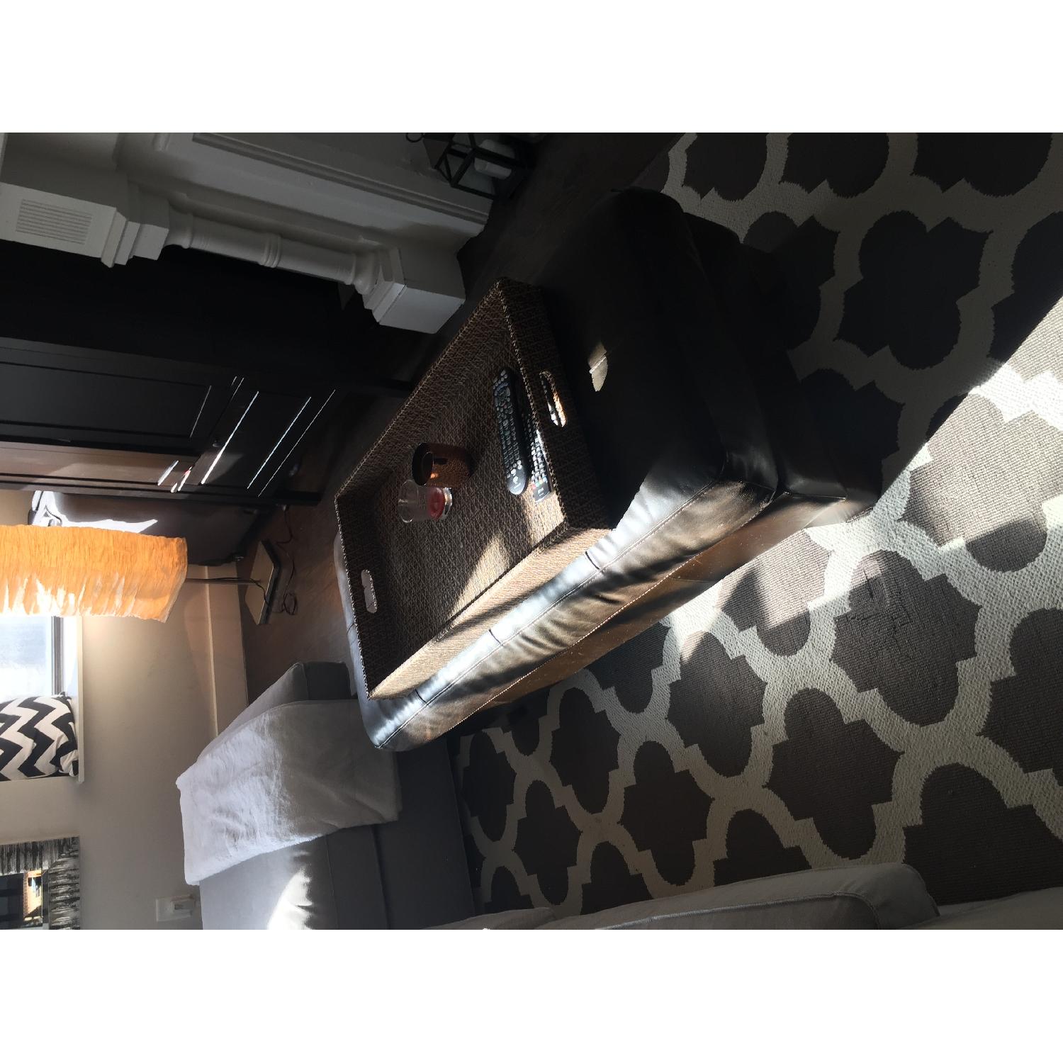 Brown Leather Ottoman - image-3