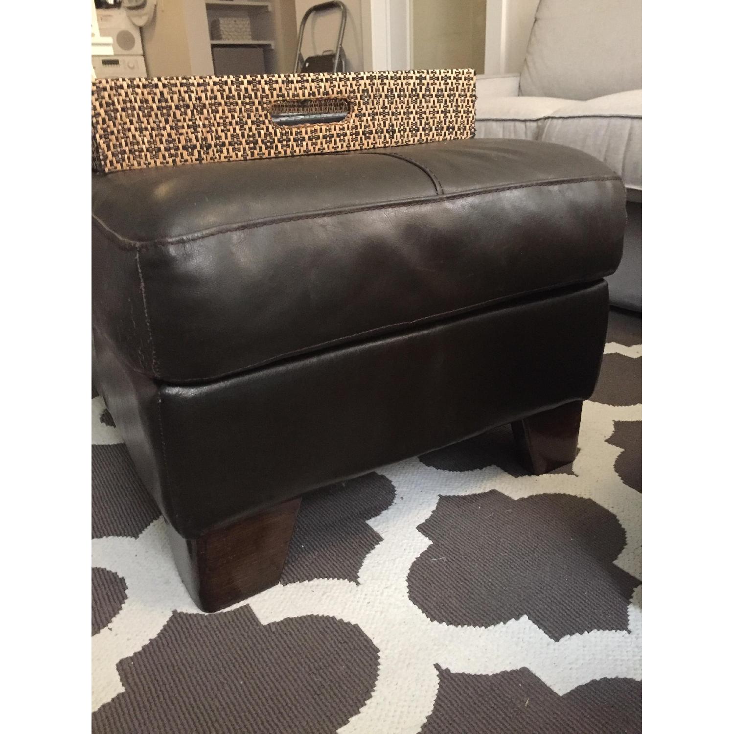 Brown Leather Ottoman - image-4