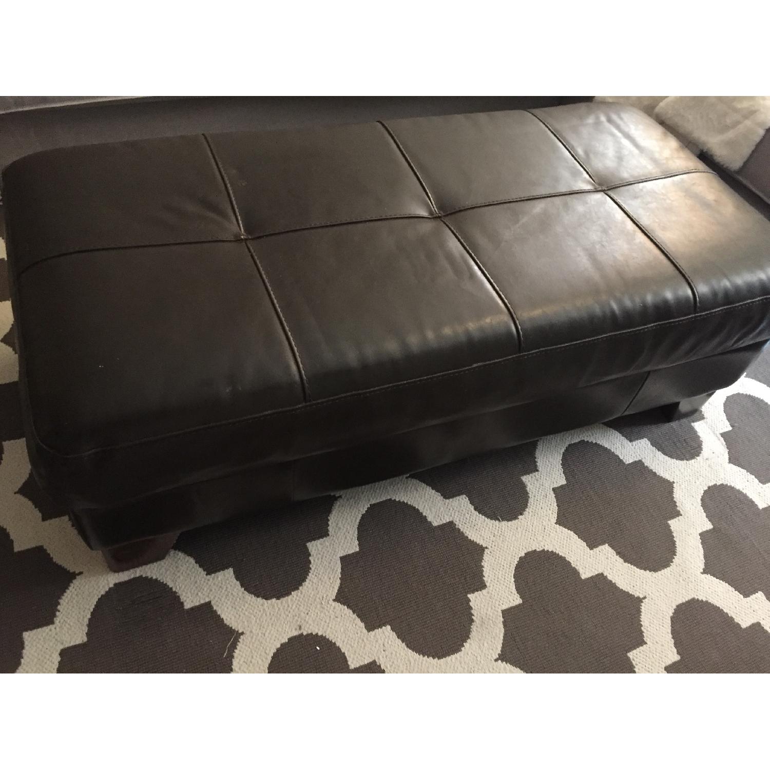 Brown Leather Ottoman - image-5