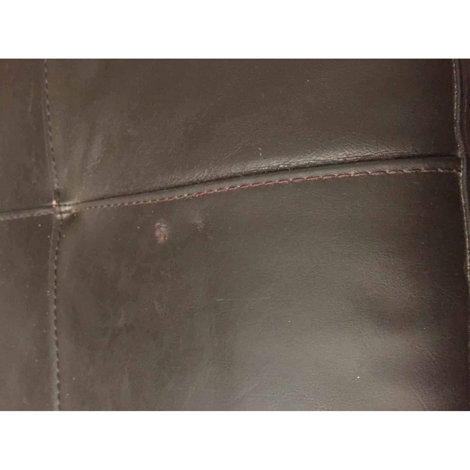 Brown Leather Ottoman - image-6