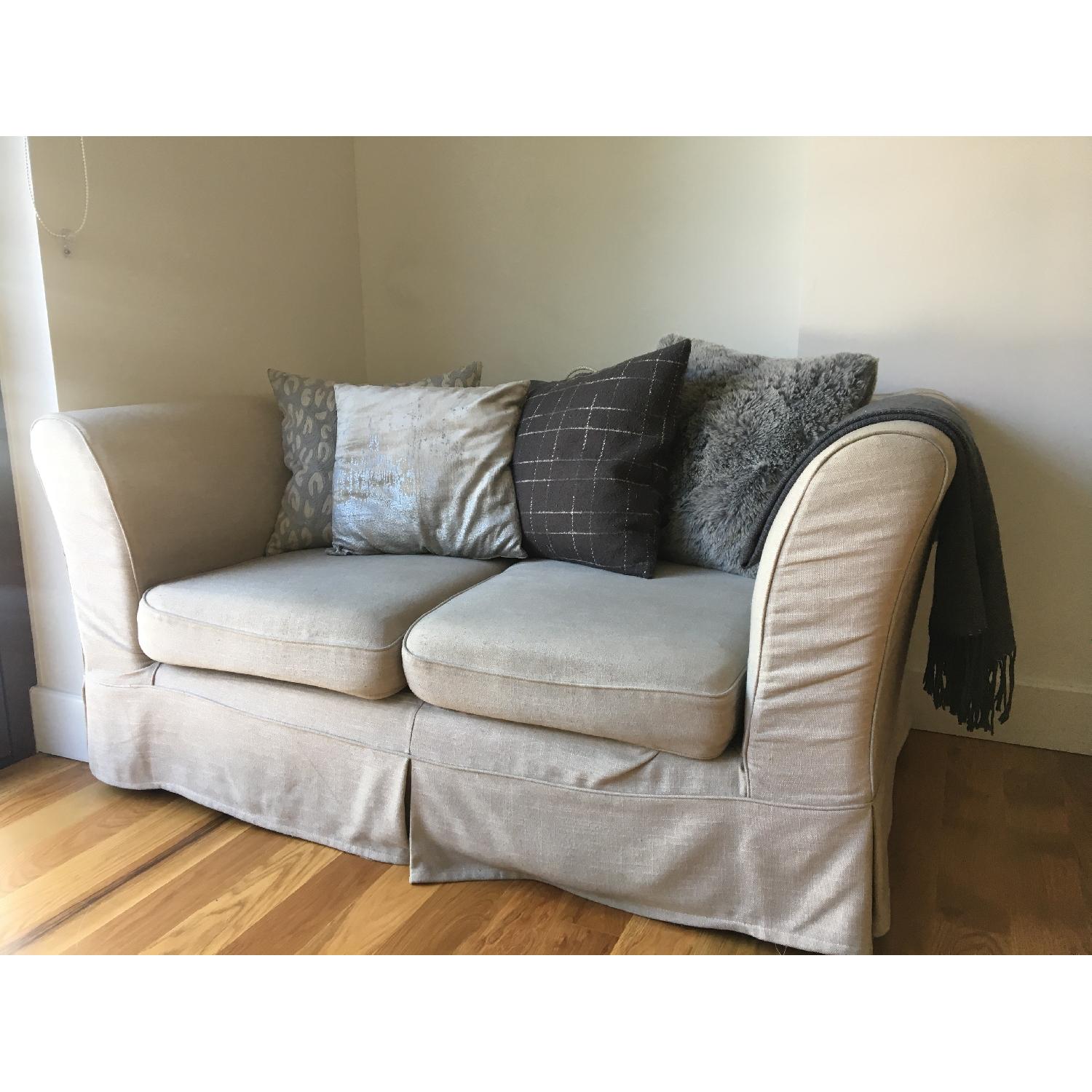 Pier 1 Beige Slipcovered Loveseat - image-4
