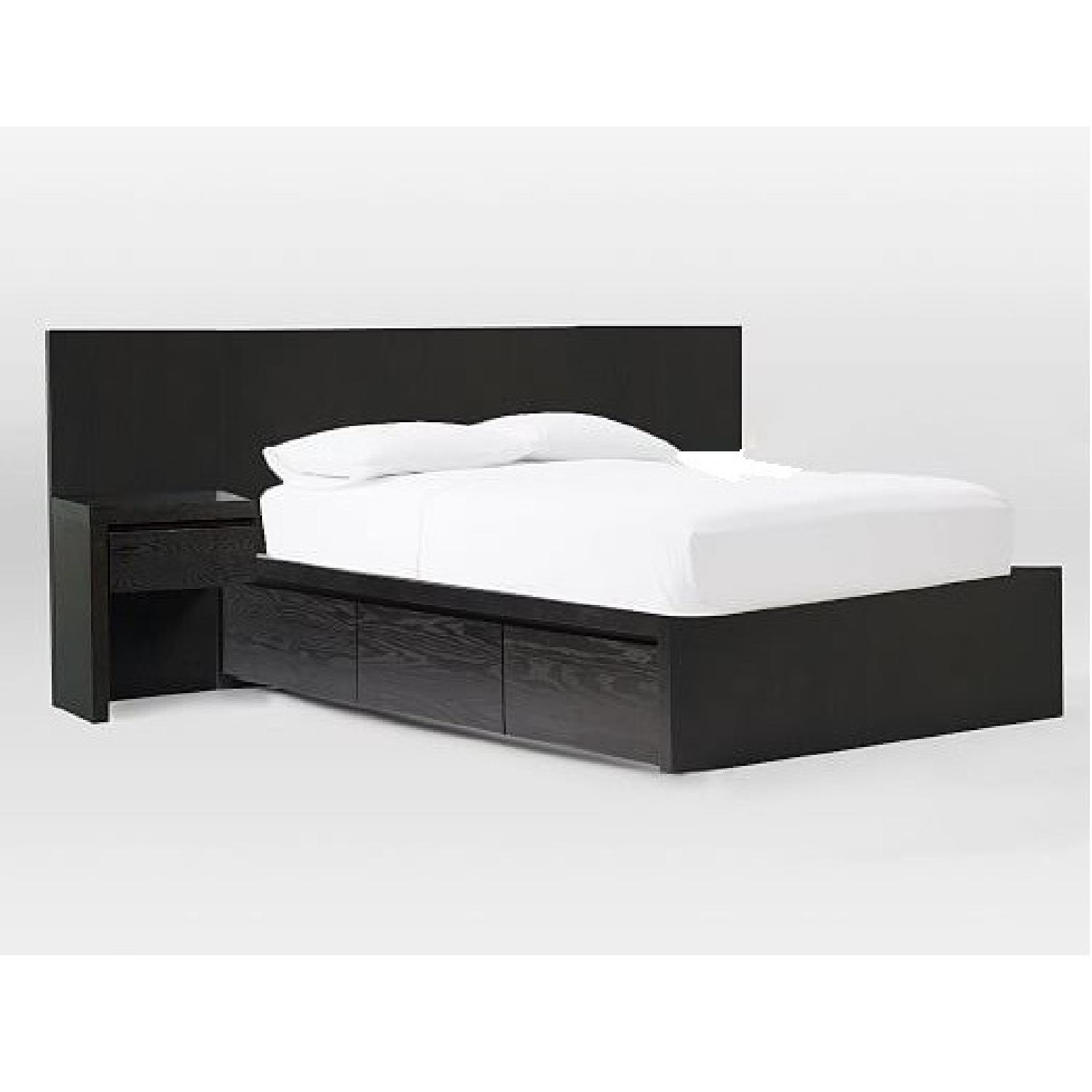 West Elm Storage Platform Bed w/ Left Nightstand AptDeco