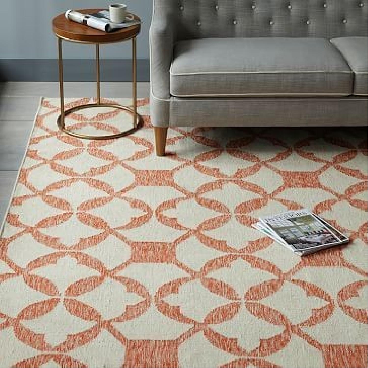 West Elm Tile Wool Kilim Rug in Orange - image-1