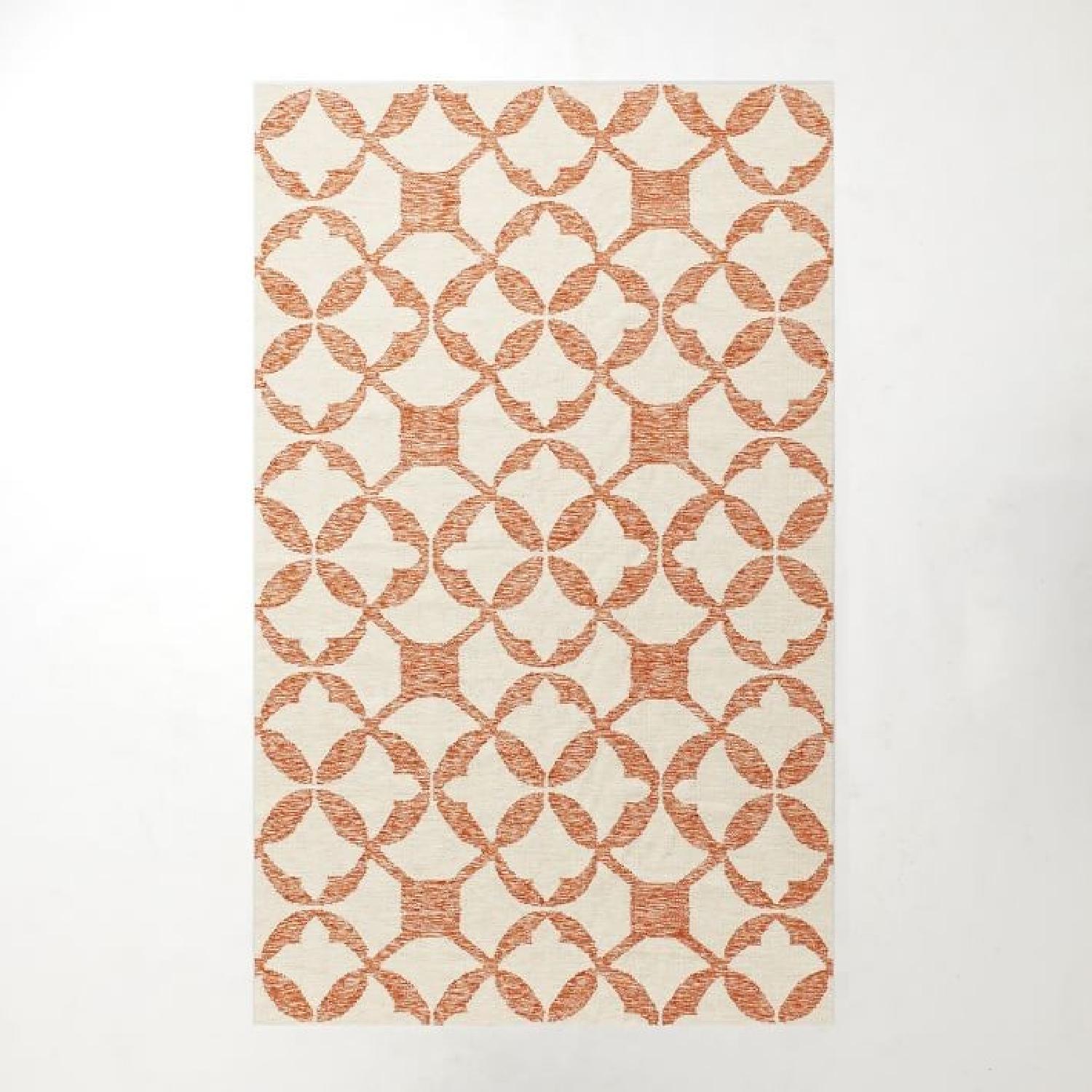 West Elm Tile Wool Kilim Rug in Orange - image-0