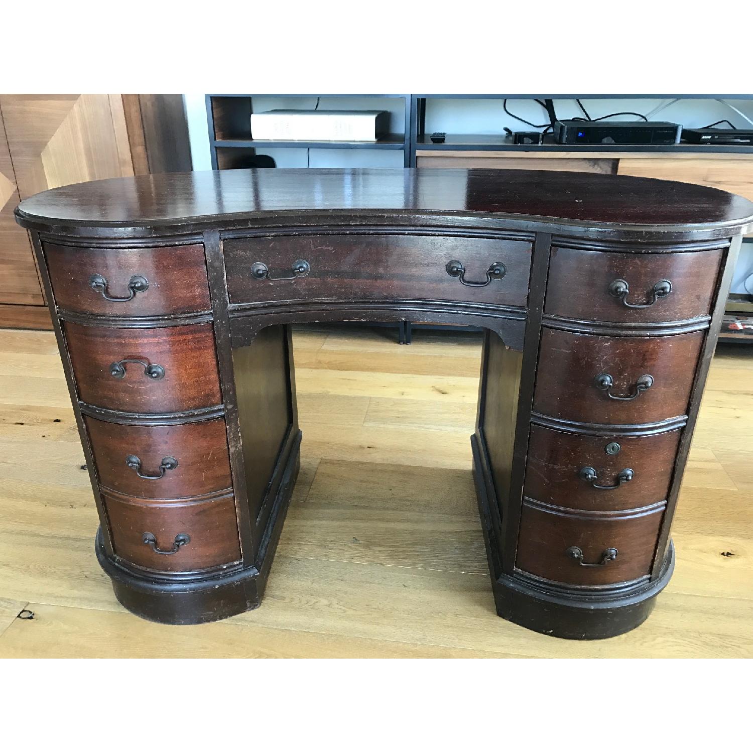 Vintage 1940's Mohogany Kidney Writing Desk - image-1