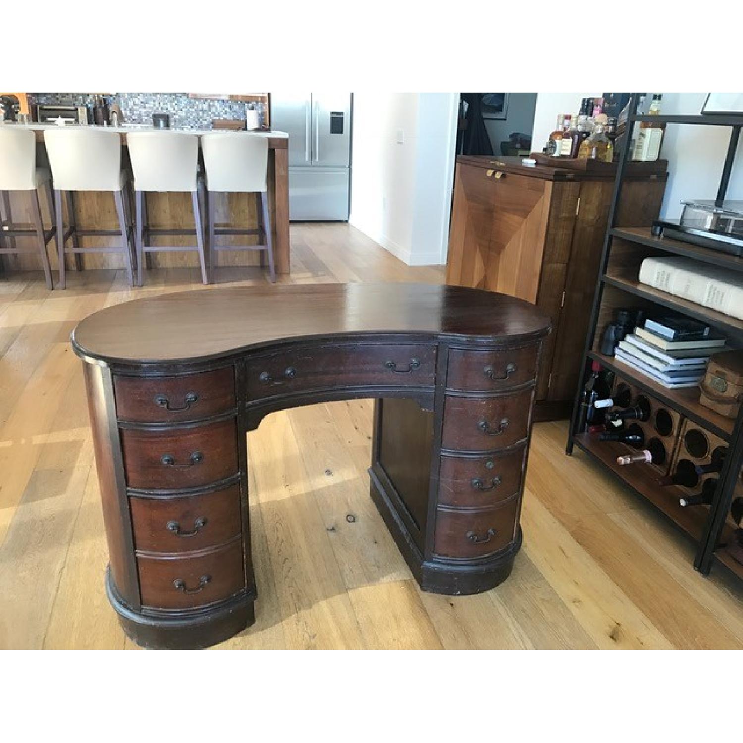 Vintage 1940's Mohogany Kidney Writing Desk - image-5