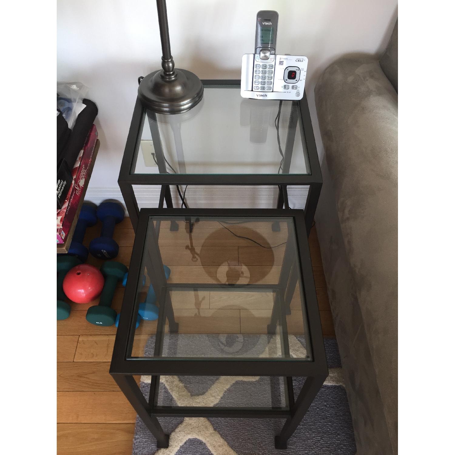 Pottery Barn Tanner Nesting Side Tables in Bronze Finish - image-1