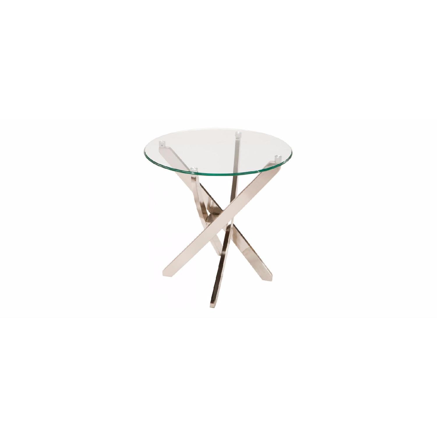 Raymour & Flanigan Glass Top Side Tables - image-1