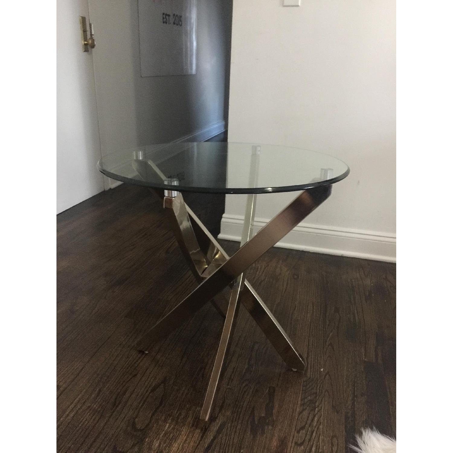 Raymour & Flanigan Glass Top Side Tables - image-2