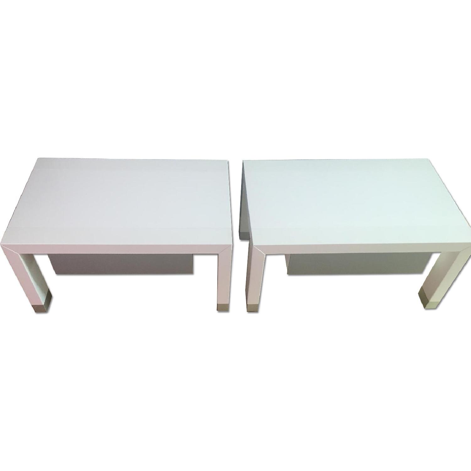 Ligne Roset White Lacquered End Tables - image-0