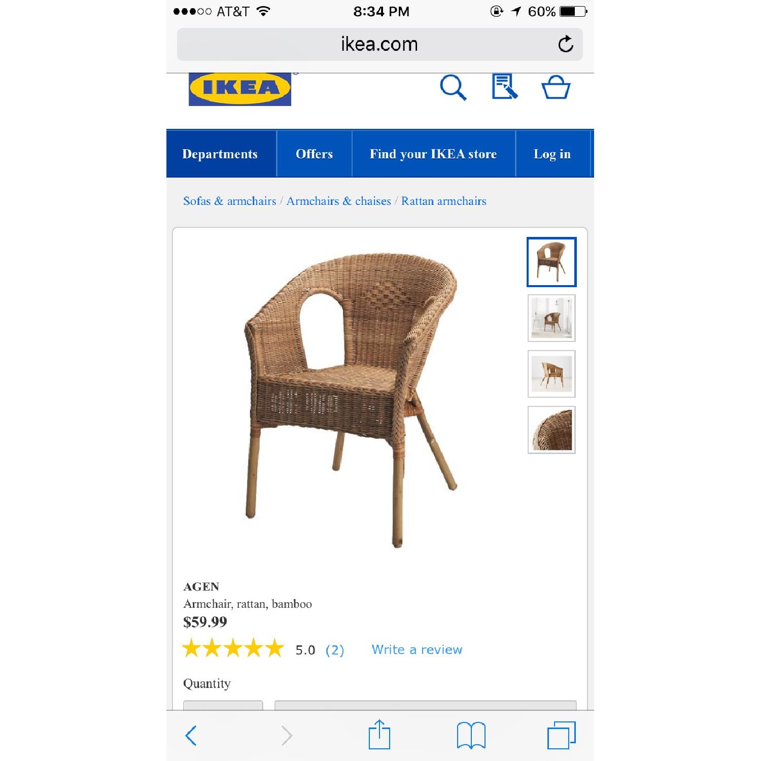 Ikea Agen Rattan Armchair - image-6