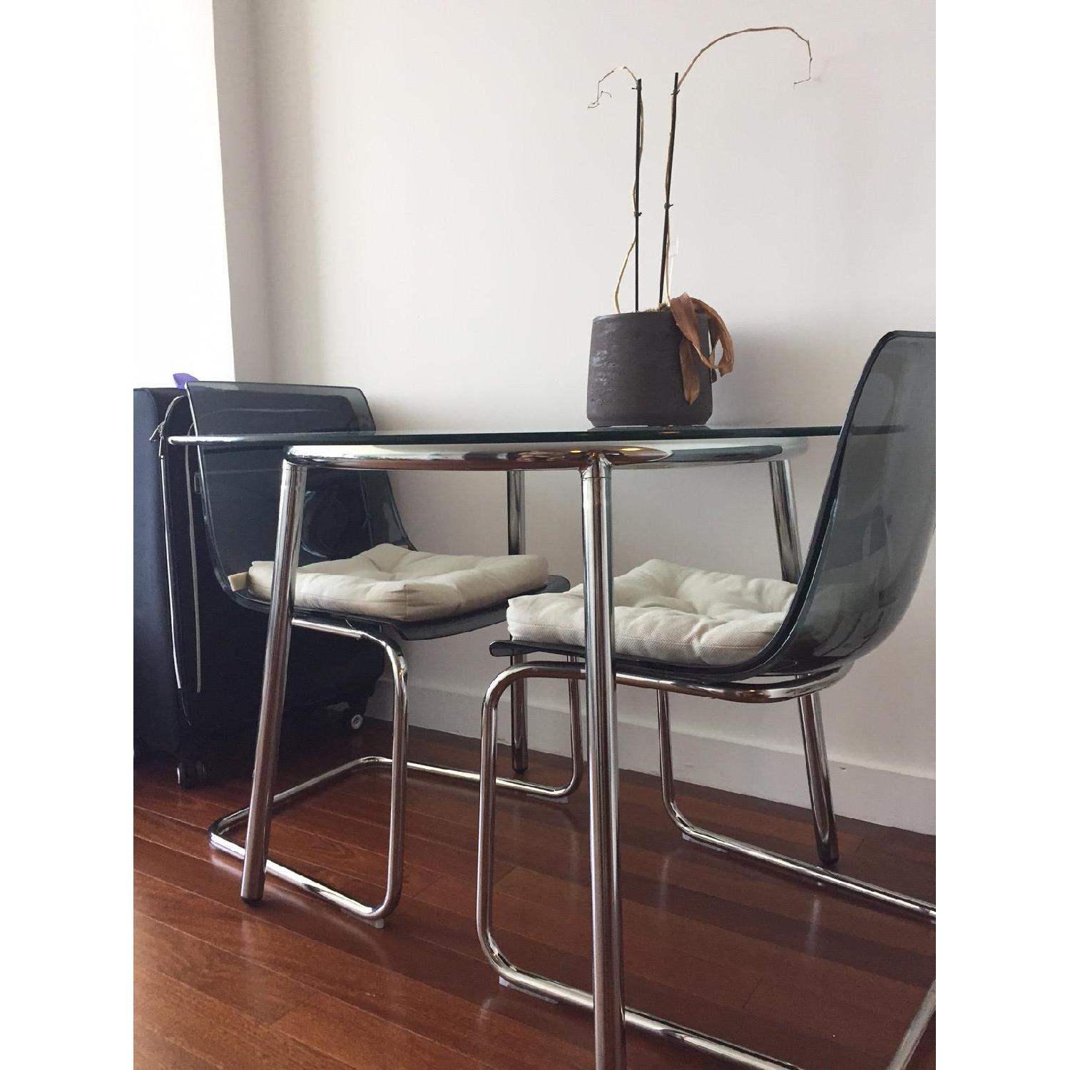 Ikea Chrome-Plated Glass Dining Table w/ 2 Chairs - image-2