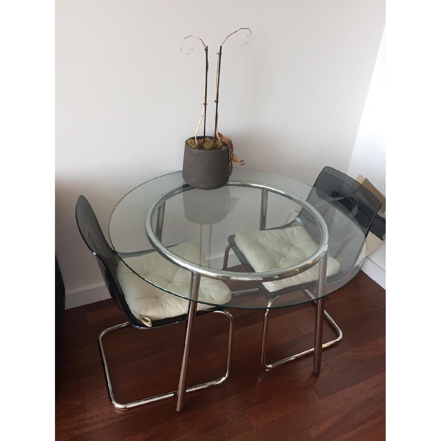 Ikea Chrome-Plated Glass Dining Table w/ 2 Chairs - image-3