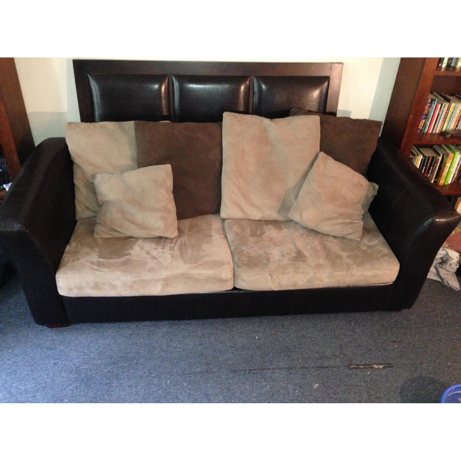 Jennifer Convertible Brown/Tan Sleeper Sofa + Recliner - image-8
