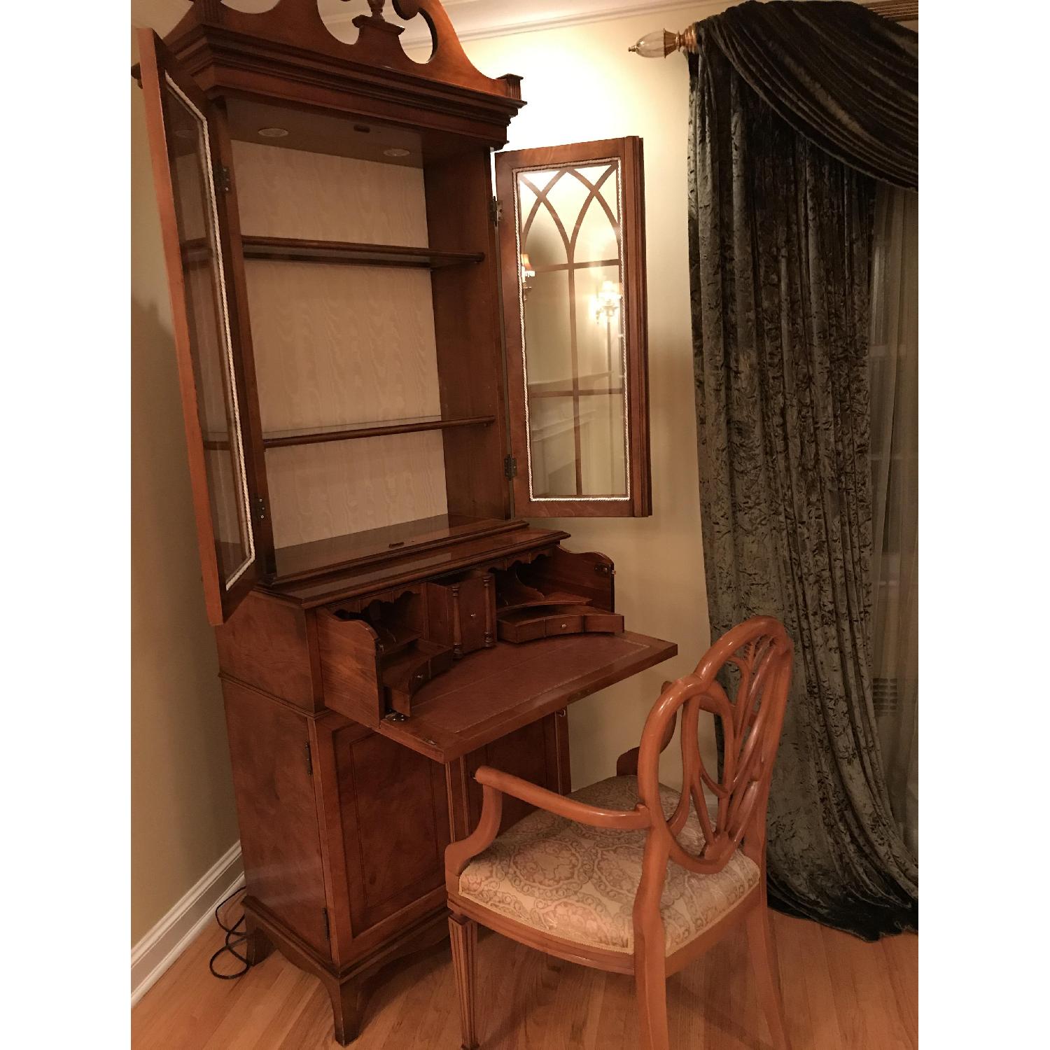 Burl Wood Italian Made Secretary & Chair - image-5