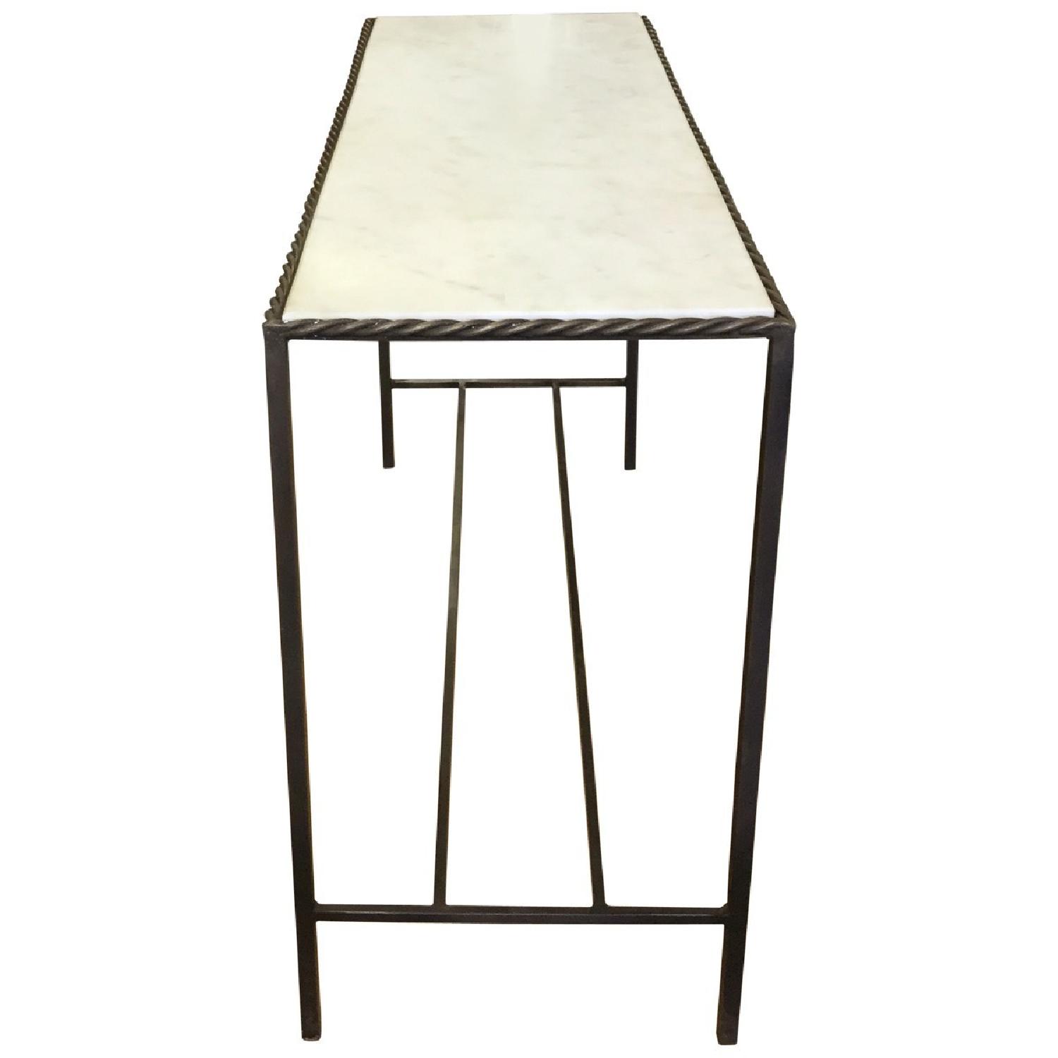 Designe Gallerie Metal Rectangular Console Table w/ Marble Top - image-1
