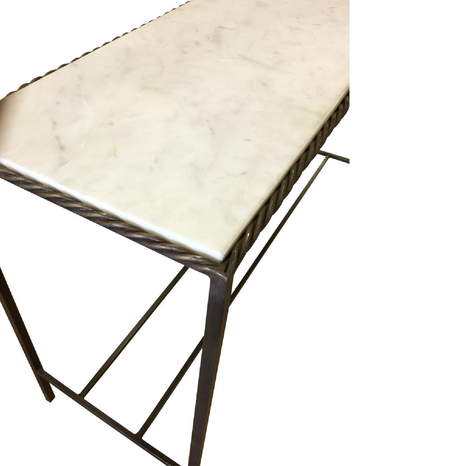 Designe Gallerie Metal Rectangular Console Table w/ Marble Top - image-2