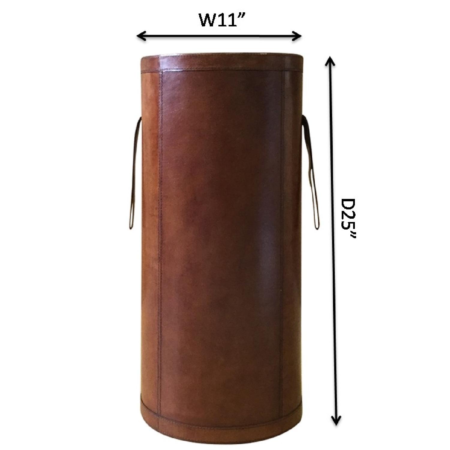 Designe Gallerie Round Tan Finished Leather Umbrella Stand - image-5