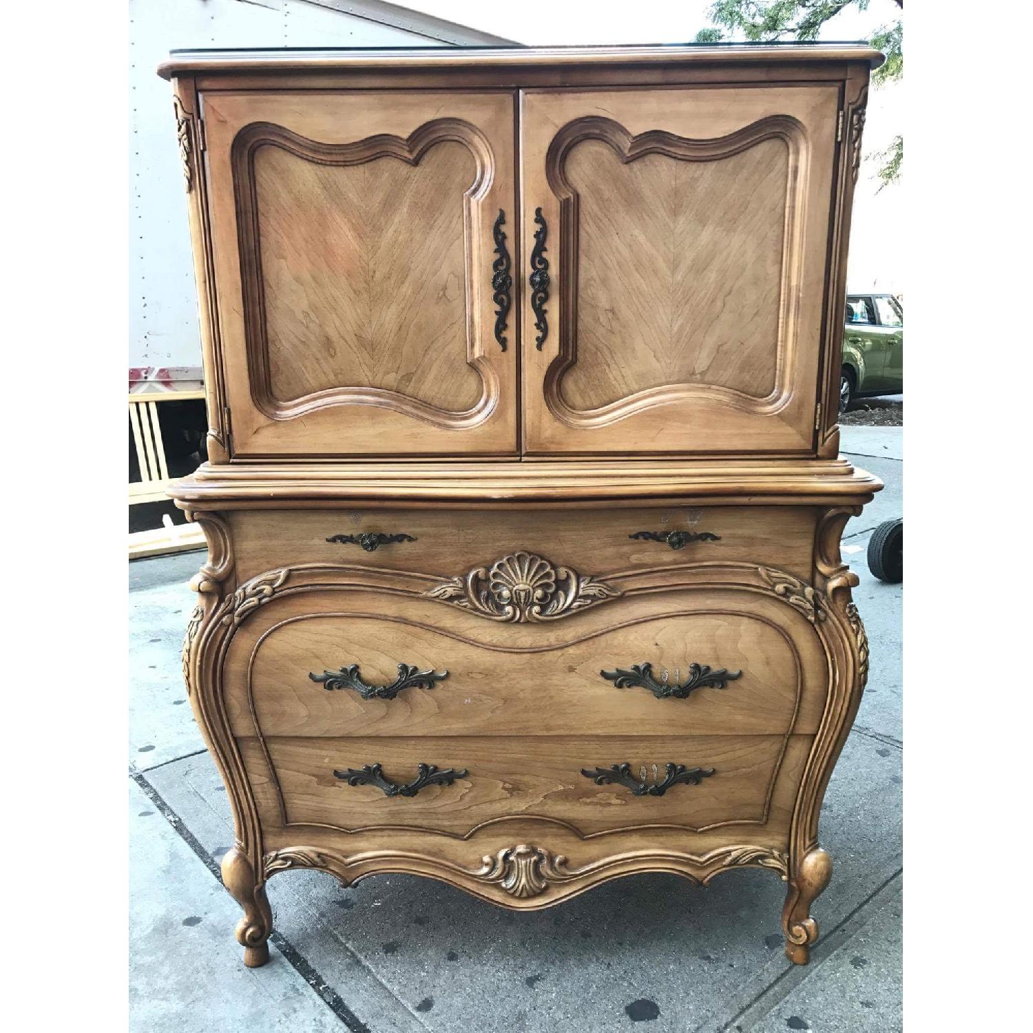 Vintage 1970s French Bombe Armoire w/ Protection Glass - image-2