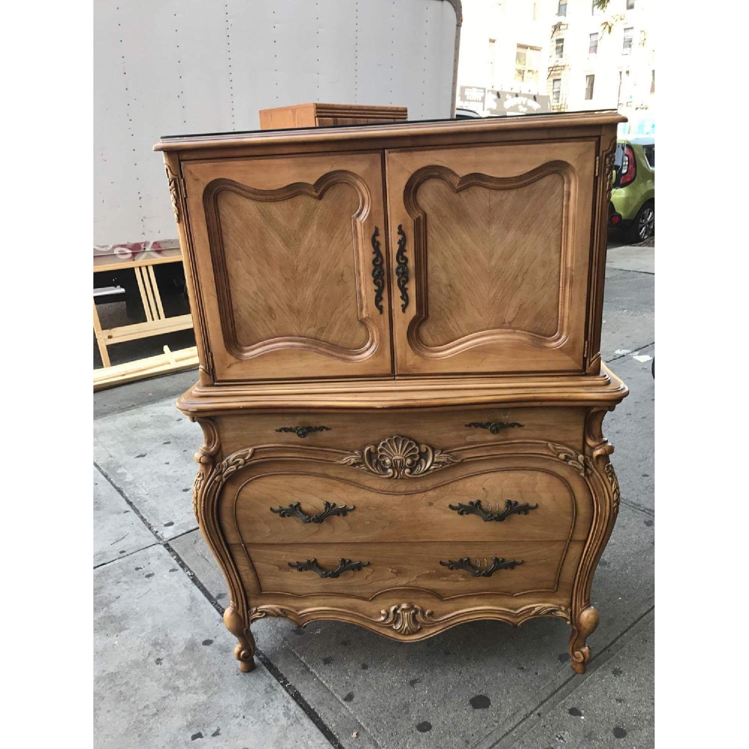 Vintage 1970s French Bombe Armoire w/ Protection Glass - image-3