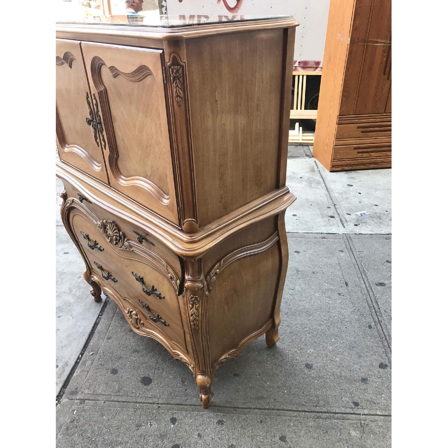 Vintage 1970s French Bombe Armoire w/ Protection Glass - image-4