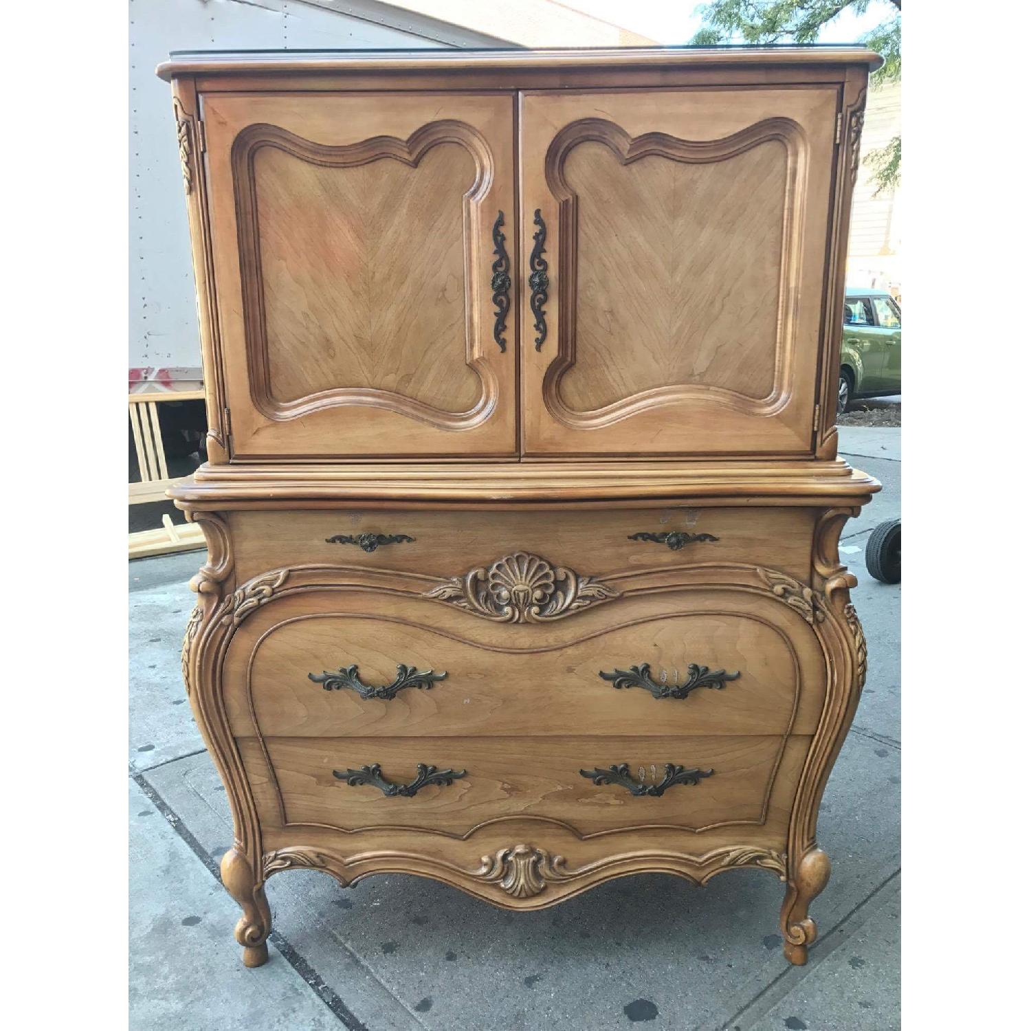 Vintage 1970s French Bombe Armoire w/ Protection Glass - image-20